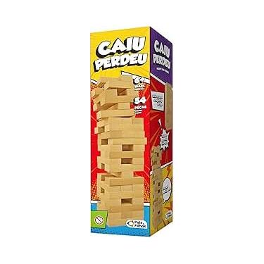 Imagem de Torre Equilíbrio Junges Madeira Brinquedo Jogo Mesa Caiu Perdeu Madeira 54 Peças Mdf
