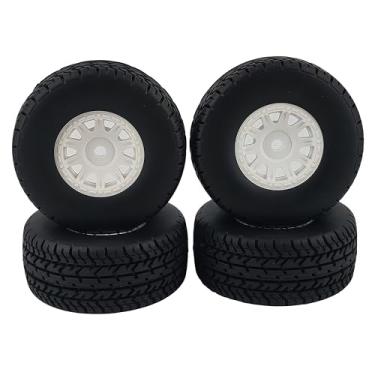 Imagem de Kit de roda e pneu de carro RC para Arrma Mojave Grom 1/14 – 4 peças de pneus e aros macios dianteiros e traseiros (branco)