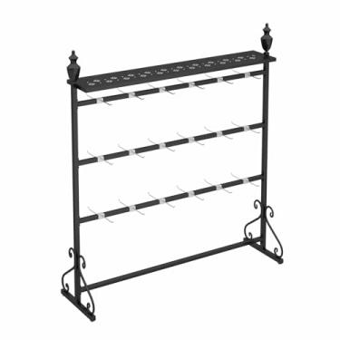 Imagem de CUTPOIY Rack de exibição de roupas íntimas de metal, rack de exibição de chão com prateleira superior para roupas íntimas, meias, cachecóis, luvas, lingerie sutiã calcinha rack (preto B 100 x 40 x 155