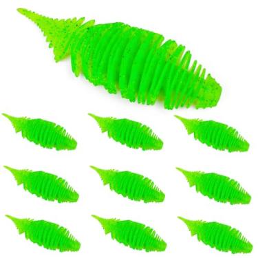 Imagem de 10 iscas de isca de natação macia, kit de iscas de pesca de plástico macio, iscas de natação com 5 cores, cauda de agulha pequena rosqueada para truta, tipo de peixe, robalo, vermelho e água doce