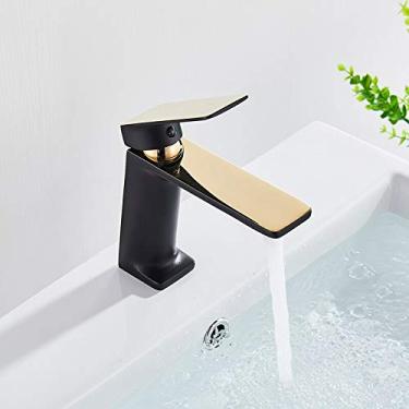 Imagem de RAUGAJ Torneiras, Torneira de Cozinha Bacia Preta Torneira Pia Torneira Cromada Bacia Deck Lavanderia Vintage Água Quente Fria Misturador de Água Grua de Madeira Torneira de Banheiro Torneira / Preto
