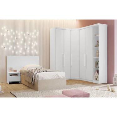 Imagem de Quarto Modulado Solteiro Rizon QC210 5 Peças Branco - Novo Horizonte