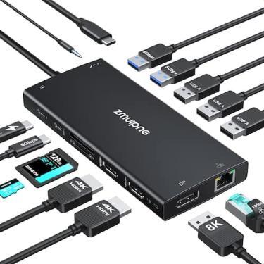 Imagem de Hub USB C ZMUIPNG 15 em 1 Dual 4K @60Hz 8K @30Hz Dock