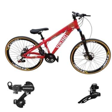 Imagem de Bicicleta Aro 26 Vikingx Aluminio Tuff 25 Mtb 24v Cambio Shimano Diant