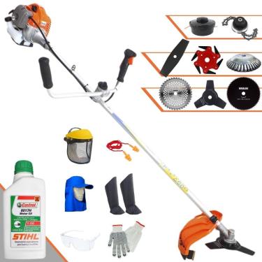 Imagem de Aparador de Grama Vulcan VP430P À Gasolina 43cc 1,7HP 10.000rpm Com Guidão Anti-Vibração Carretel de Nylon + 7 Opções de Corte + EPI + ÓLEO STIHL 2T
