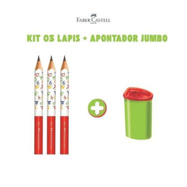 Imagem de Kit 03 Lápis Jumbo Triangular BIG Infantil Nº 2 HB + Apontador (Verde)