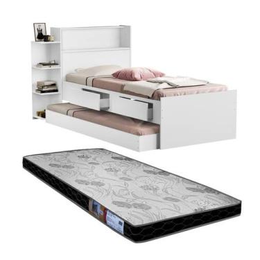 Imagem de cama solteiro com gaveta e cama auxiliar com 1 colchão - Frausto, Bran