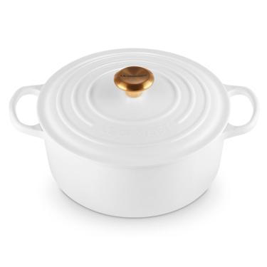 Imagem de Panela Redonda Signature com Pegador Dourado 22 cm Branco Le Creuset