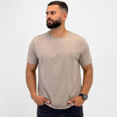 Imagem de Camiseta Dudalina Manga Curta Básica Masculina, GG, Bege médio