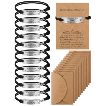 Imagem de Bucherry Pacote com 12 presentes cristãos da Bíblia para mulheres e homens, com envelopes e envelopes gravados com versículo da Bíblia inspiradora, Preto, marrom., tamanho �nico
