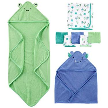 Imagem de Simple Joys by Carter's Conjunto de 8 peças de toalhas e toalhas para bebês meninos, azul/verde, tamanho único