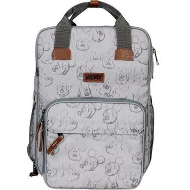 Imagem de Mochila Maternidade Premium com Trocador Disney Mickey Cinza Babygo