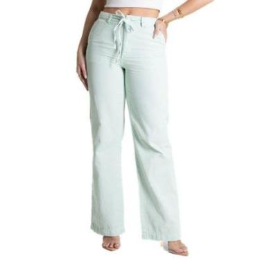 Imagem de Calça Sarja Sawary Wide Leg - 281778 - Verde 36-Feminino