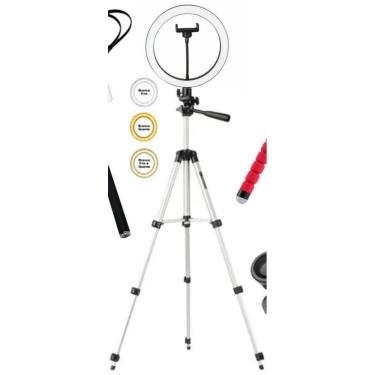 Imagem de Kit Youtuber Tripé Lapela Celular Iluminador Ring Light 26Cm