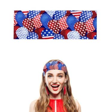 Imagem de 4 de julho tiaras para mulheres homens patrióticos Dia da Independência lenço de cabeça largo antiderrapante elástico absorvente de suor acessório de cabelo