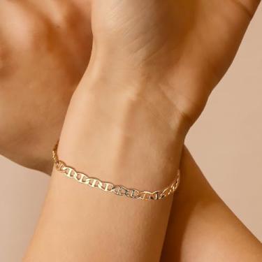 Imagem de Pulseiras femininas banhadas a ouro 18 quilates de zircônia cúbica, pulseiras clássicas de cobre, bijuterias para mulheres, One Size, Cobre, Sem Pedra Preciosa