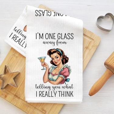 Imagem de Toalhas de cozinha engraçadas 61 x 35 cm, toalhas de mão retrô Sassy Lady Waffle para cozinha casa de fazenda, pano de prato de microfibra absorvente branco toalha de chá, presentes de inauguração de