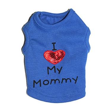 Imagem de Camiseta de cachorro I Love My Daddy/Mommy Cute Heart Vest Slogan Clothe para filhotes pequenos Chihuahua Poodle Xícara de chá Shiatsu Yorkie