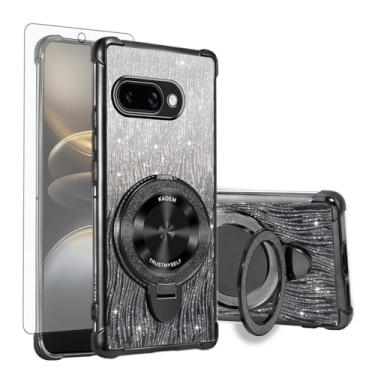 Imagem de Asuwish Capa de celular para celular Google Pixel 9A magnética com protetor de tela de vidro temperado e glitter brilhante à prova de choque anel híbrido suporte rígido acessórios Pixel9A A9 5G