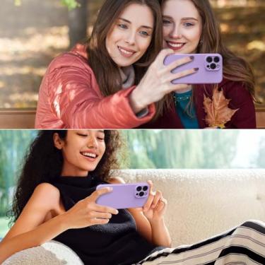 Imagem de Capa para iPhone 16 Pro Max 6,9 polegadas de silicone líquido macio gel borracha fina forro de microfibra almofada textura capa protetora à prova de choque para iPhone 16 Pro Max, lavanda roxa