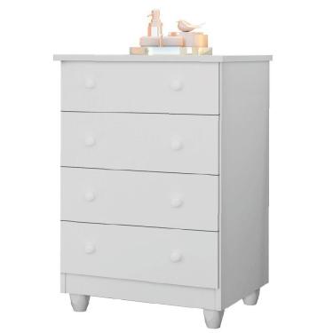 Imagem de Cômoda Infantil Para Quarto Bebê 4 Gavetas Lara Branco J&a Branco