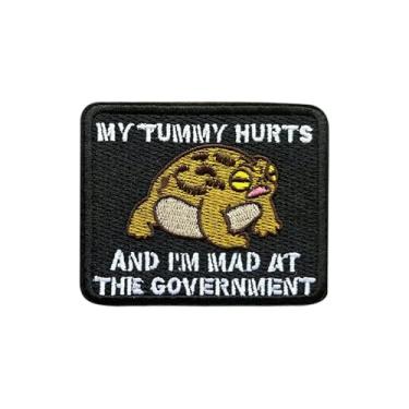 Imagem de MOKOBOIZ My Tummy Hurts and I'm Mad at The Government aplique bordado de 7,6 cm, acessórios DIY para mochilas, coletes militares, roupas de arreio para cães, presentes de sapo animal para ele e ela