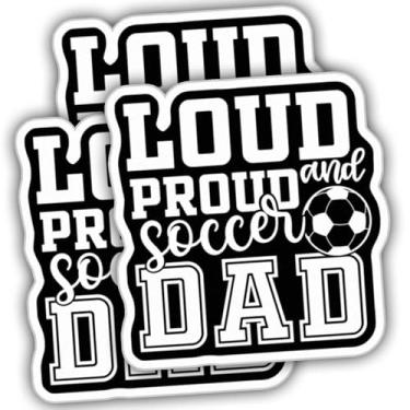 Imagem de (3 peças) Adesivos de futebol adesivos de futebol alto e orgulhoso pai de futebol vinil adesivo preto resistente ao clima para copo, garrafas de água, laptop, carro, adesivo de para-choque