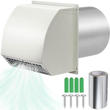 Imagem de Ventilação de parede com capuz de 20 cm com amortecedor e tela, tampa de cobertura de exaustão de parede, capa de secadora branca externa, exaustor externo cobre exaustor para habitação residencial