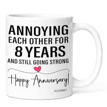 Imagem de KOXAME Caneca de café de 8º aniversário presente para casais, chatos um ao outro para 8 anos, presentes de casamento, presentes para marido, esposa, namorado, namorada, pais, aniversário (8 anos)