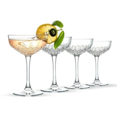 Imagem de the mask el turko Copos de coquetel cupê, copos grandes de martini, copos vintage cupê, champanhe, coquetéis, copos de Margarita, vidro de haste longa, design de cristal (255 ml) (4 peças)