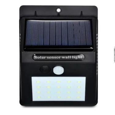 Imagem de Luminária Solar de Parede com Sensor de Movimento, 30 LEDs, Preta, Material ABS, IP65 à Prova D'água, 12,4x9,5x4,7cm, 270 Lumens, Iluminação Externa