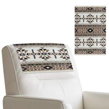 Imagem de Cugasmaru Capa de apoio de cabeça para cadeira reclinável tribal asteca de couro sintético para cadeira reclinável, conjunto de 1 capa de sofá para cadeiras, móveis, protetor de sofá para cadeira de