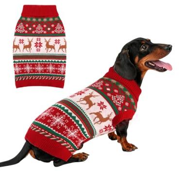 Imagem de BAOBICUTE Suéteres de Natal para cães pequenos, médios, grandes, meninas, meninos, malha de gola rolê, suéter duplo para cães, roupas de inverno, grosso, quente, para animais de estimação, estampa de