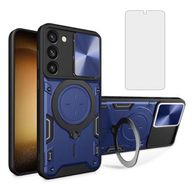 Imagem de Asuwish Capa de telefone para Samsung Galaxy S23 Plus S23+ 5G capa magnética para câmera deslizante com protetor de tela de vidro temperado e suporte de anel acessórios para celular S23plus 23S + S 23