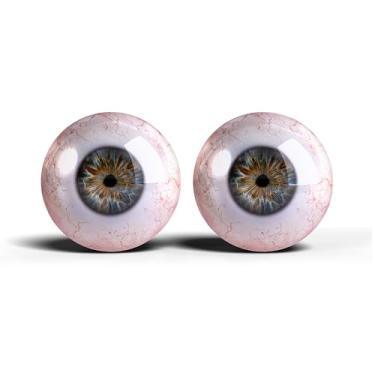 Imagem de Olhos de artesanato de vidro realistas de 2,5 cm, design de íris humana azul e cinza, conjunto de 2 peças, suprimentos para taxidermia e fabricação de bonecas - ONE POLEGADAS 25 mm (217-25)