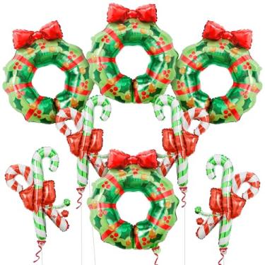 Imagem de KatchOn, Conjunto grande de balões de Natal – Pacote com 8 | Balão de bengala doce e guirlanda decorações de Natal | Decoração de Natal e balões de decoração de festa de inverno