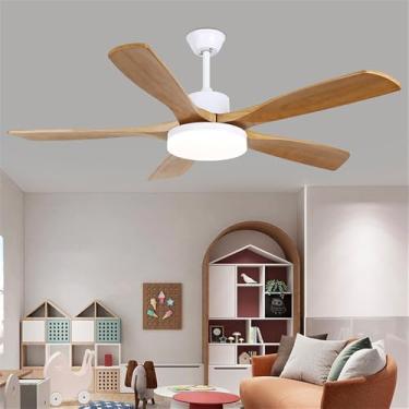 Imagem de Ventilador de teto moderno nórdico com controle remoto, luminária elétrica de luxo para sala de estar, restaurante, quarto, escritório, hotel e villa, com LED (Estilo 16, 1 unidade)