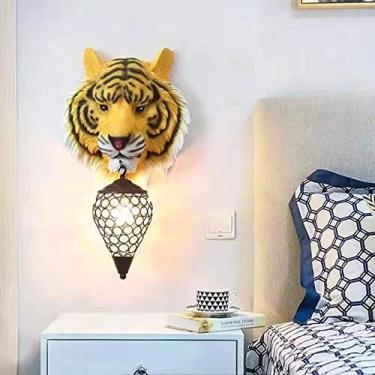 Imagem de Luminária de parede contemporânea em formato de tigre, personalizada e criativa, para sala de estar, quarto, escritório, casa de campo, quarto infantil, corredor de hotel, com luz LED (Estil