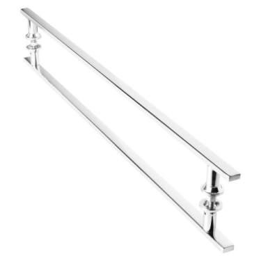 Imagem de Puxador Inox Para Porta De Correr Vidro Madeira 80cm M.S - MetalCromo