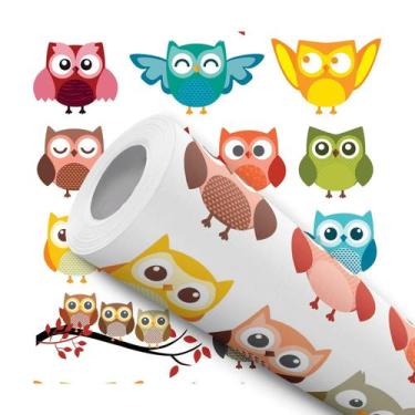 Imagem de Papel De Parede Adesivo Lavável Corujas Corujinhas Infantil  12m - Del