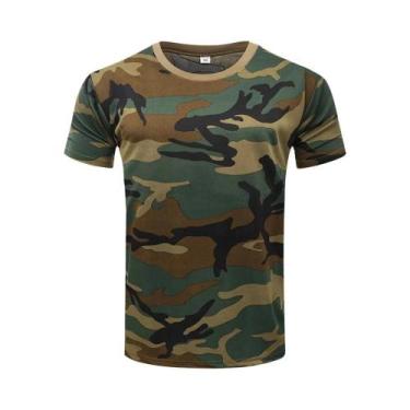 Imagem de Camiseta Masculina De Secagem Rápida Com Estampa Camuflada 3D, Gola Re