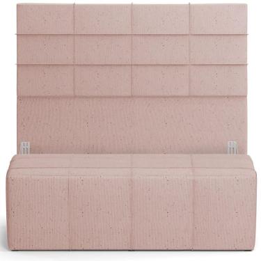 Imagem de Kit Cabeceira Cama Box Casal 140cm Com Calçadeira Roma W01 Linho Rosê - Lyam