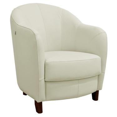 Imagem de Poltrona Decorativa Sala de Estar Pés Madeira Kairós Couro Off White Gran Belo