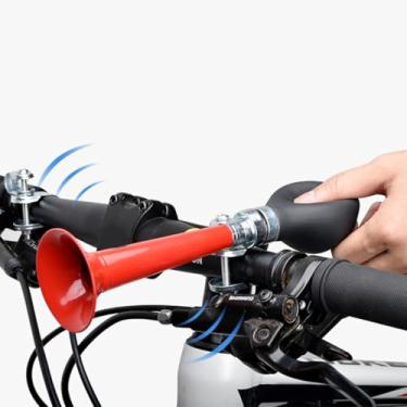 Imagem de Buzina de bicicleta, buzina de ar de metal vintage resistente às intempéries, serve para todas as bicicletas e motocicletas, sons altos (vermelho)