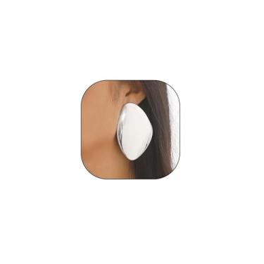 Imagem de Brincos de ouro para mulheres, brincos com pingente geométrico grosso, formato oval irregular de seixo, brincos grandes e leves em negrito para presentes e festas