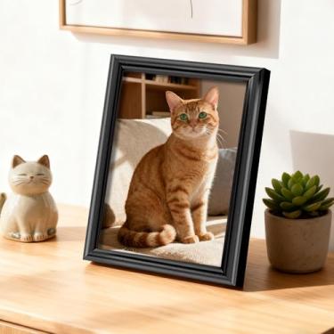 Imagem de Porta-retratos de 10 x 15 cm com borda fina para fotos de família, estilo clássico, moderno, suporte de plástico composto para decoração de casa e escritório (preto)