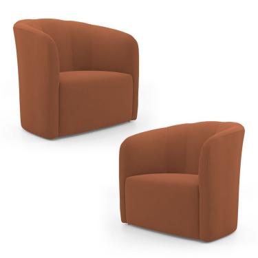 Imagem de Kit 02 Poltronas Decorativas Abby Veludo Terracota - Abmaza