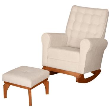 Imagem de Poltrona Amamentação Base Balanço E Puff Maju Bouclê Off F03 - Mpozenato