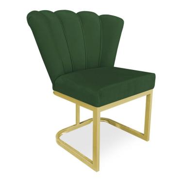 Imagem de Poltrona Flor Veludo Verde Base Metálica Industrial Dourado - Pallazio