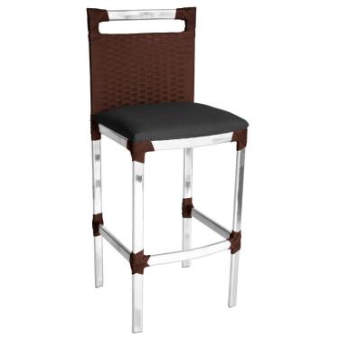 Imagem de Banqueta Vigor Alta Em Alumínio E Fibra Sintética Tabaco/preto